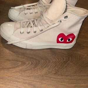 Cream High-Top Canvas Sneakers